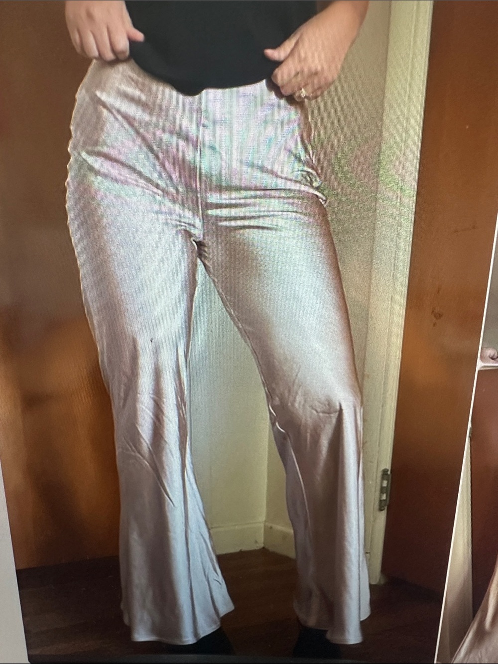 By Together Flare Wide-Leg Satin high rise women Pants